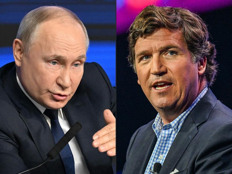 Vladimir Putin și Tucker Carlson, Foto: Natalia KOLESNIKOVA / AFP / Profimedia