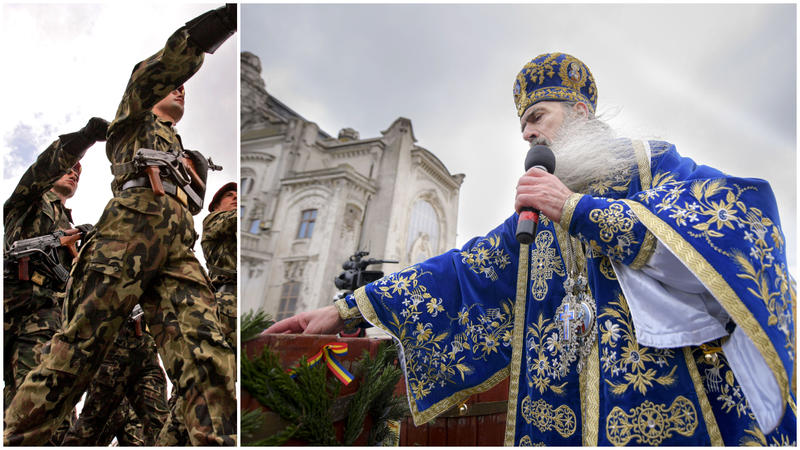 ÎPS Teodosie și militarul student la Teologie, Foto: Colaj fanatik.ro