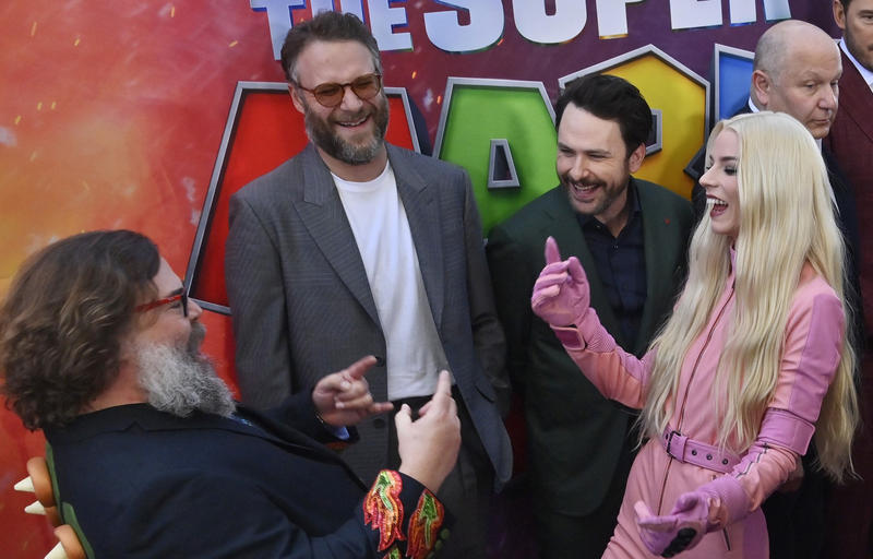 O parte a actorilor care si-au dat vocea pentru filmul „The Super Mario Bros. Movie”: Jack Black, Seth Rogen, Anya Taylor-Joy, Foto: JIM RUYMEN / UPI / Profimedia