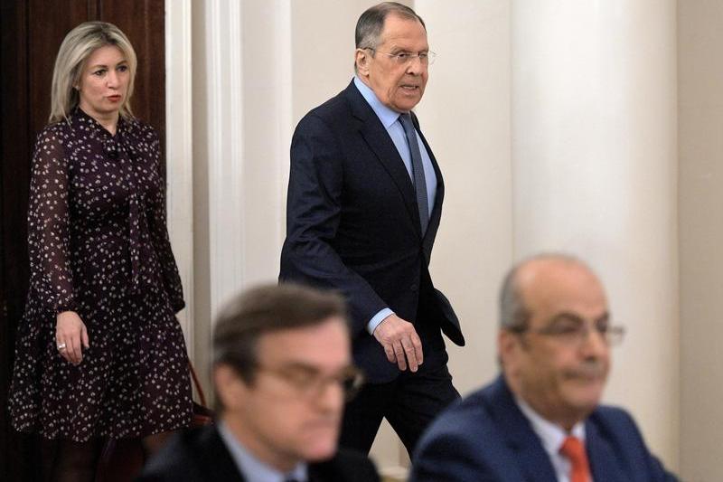 Ministrul rus de externe Serghei Lavrov alaturi de Maria Zaharova, purtatoarea de cuvant a MAE rus, Foto: Kommersant Photo Agency / ddp USA / Profimedia
