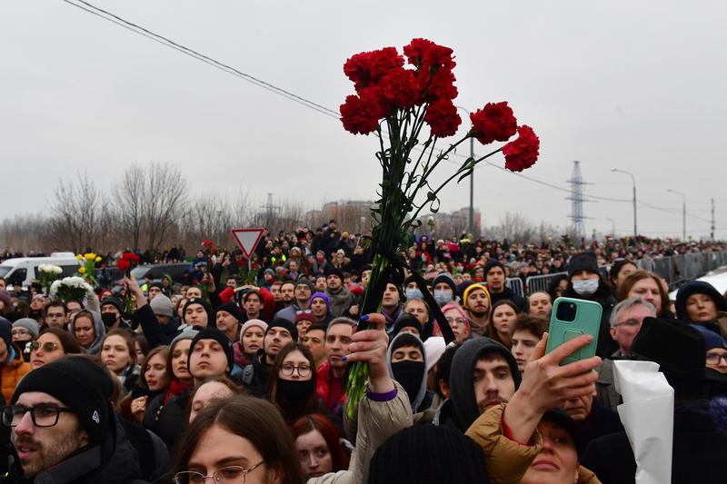 rusi la inmormantarea lui Alexei Navalnii, Foto: Olga MALTSEVA / AFP / Profimedia