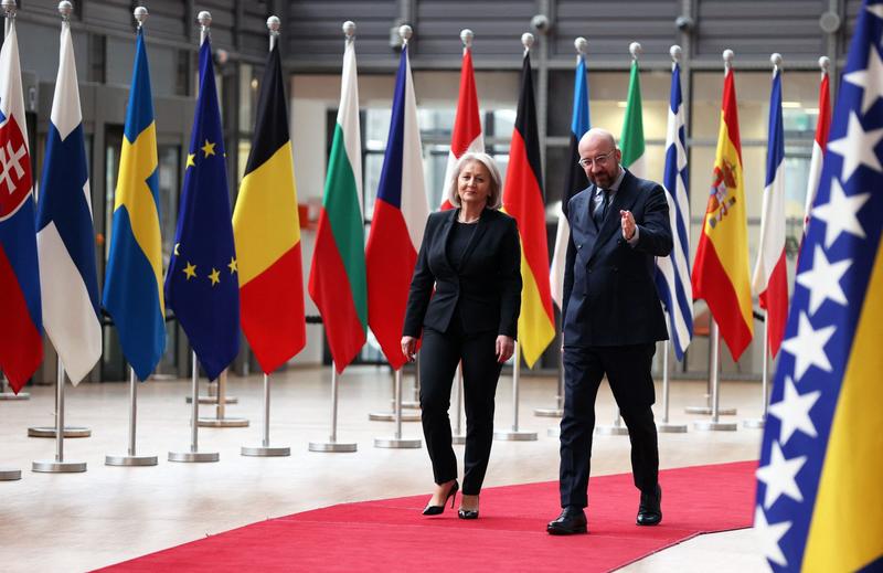 Borjana Kristo, șefa executivului bosniac, și Charles Michel, președintele Consiliului European, Foto: AA/ABACA / Abaca Press / Profimedia