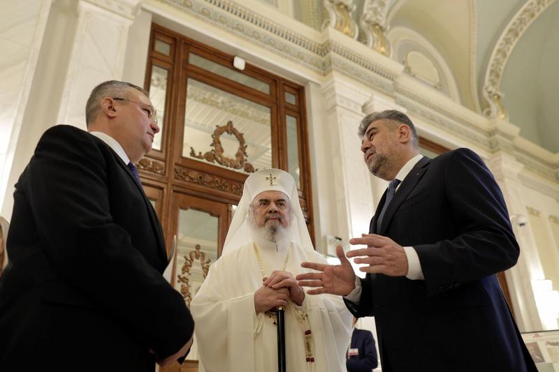 Patriarhul Daniel și liderii PSD și PNL, Marcel Ciolacu si Nicolae Ciuca, Foto: Inquam Photos / Octav Ganea