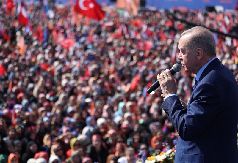 Recep Tayyip Erdogan, la un miting electoral , Foto: TUR Presidency/ Murat Cetinmuhur / AFP / Profimedia
