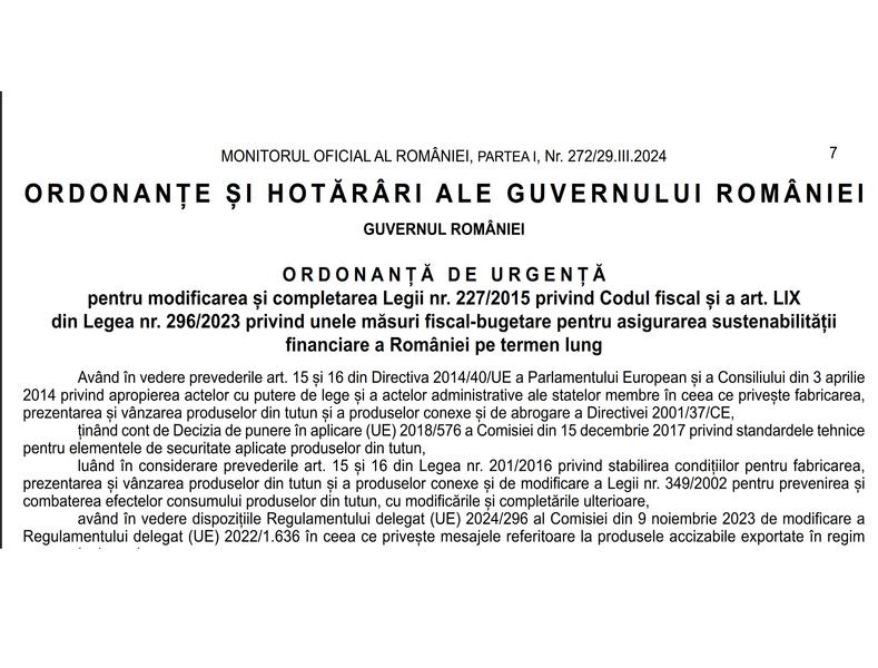 ordonanta de urgenta e factura 2024, Foto: Monitorul Oficial