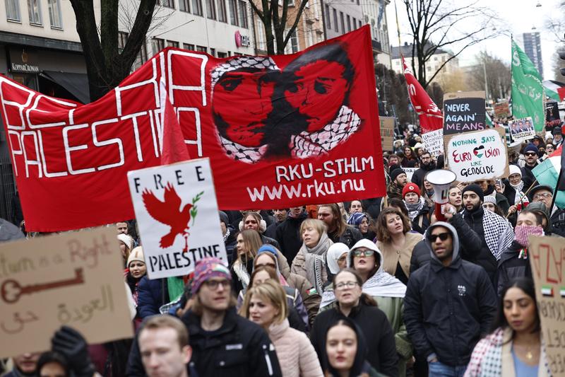 protest in Suedia pentru excluderea Israelului de la Eurovision, Foto: Fredrik Persson/TT / Shutterstock Editorial / Profimedia