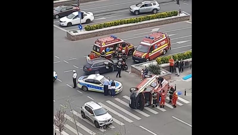 Accident pe calea 13 Septembrie, Foto: Captură video