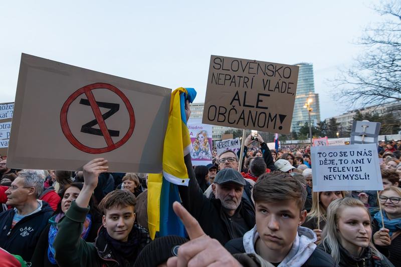 Slovacii protestează la Bratislava împotriva guvernului condus de Robert Fico, Foto: SOPA Images / ddp USA / Profimedia