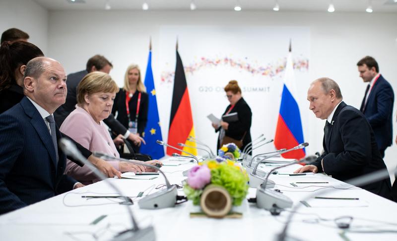 Olaf Scholz la o intalnire cu Putin din 2019, cand actualul cancelar german era ministrul finantelor in guvernul Angelei Merkel, Foto: Bernd Von Jutrczenka / AFP / Profimedia Images
