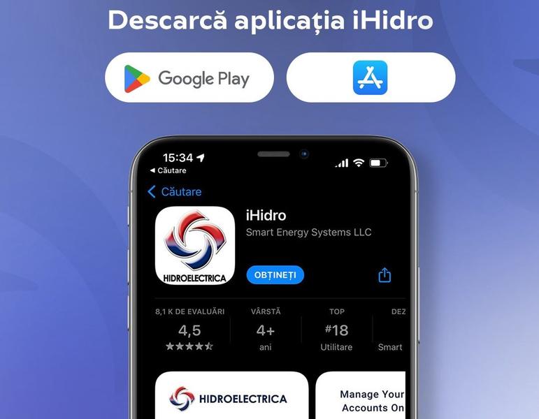 Aplicatia iHidro, Foto: Hidroelectrica / Facebook