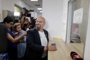 Cristian Popescu Piedone, la sediul Primăriei Sectorului 5 când și-a reluat activitatea ca primar după eliberarea din închisoare, Foto: Inquam Photos / George Călin