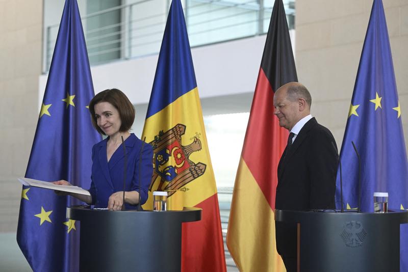 Președintele Maia Sandu și cancelarul Olaf Scholz, Foto: HALIL SAGIRKAYA / AFP / Profimedia