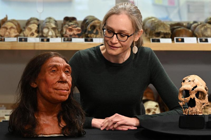 Fața femeii de Neanderthal în vârstă de 75.000 de ani , Foto: JUSTIN TALLIS / AFP / Profimedia