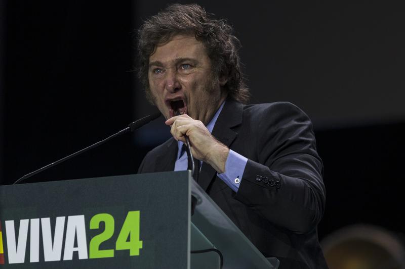 Președintele argentinian Javier Milei la convenția Europa Viva 24, Foto: Luis Soto / Zuma Press / Profimedia