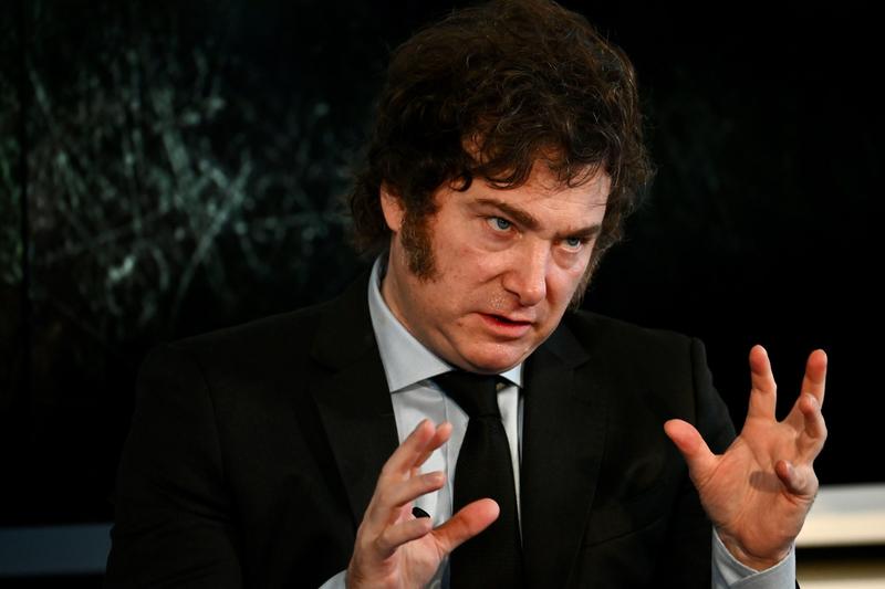 Președintele argentinian Javier Milei își prezintă cartea El camino del libertario, Madrid, Spania, 17 mai 2024., Foto: dpa picture alliance / Alamy / Alamy / Profimedia