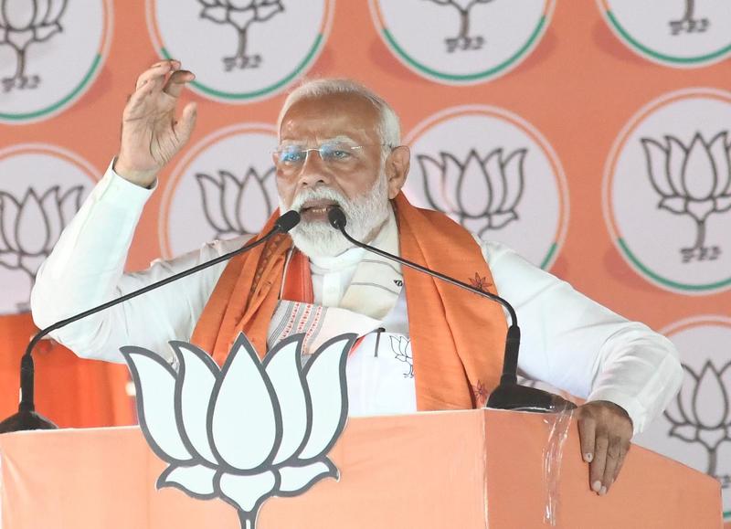 Premierul Narendra Modi la un miting electoral pentru alegerile generale din India, Foto: Santosh Kumar/Hindustan Times/Sh / Shutterstock Editorial / Profimedia