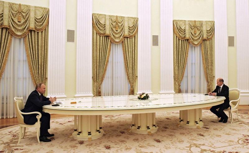 Olaf Scholz si Vladimir Putin au purtat discutii la Kremlin pe 15 februarie 2022, Foto: Kremlin Pool / Alamy / Alamy / Profimedia