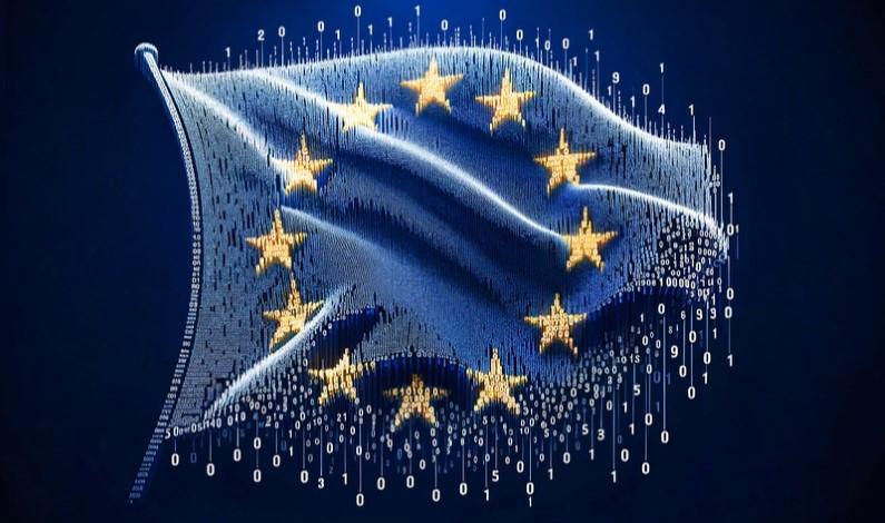 Steagul Uniunii Europene în cod binar, Foto: © Ariestudio | Dreamstime.com