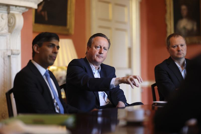 David Cameron alaturi de premierul britanic Rishi Sunak, Foto: Simon Dawson / Avalon / Profimedia