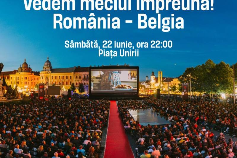 Meciul ROMÂNIA – BELGIA de la EURO 2024 / Surpriză la Cluj: Proiecție specială la festivalul TIFF, pe un ecran uriaș, în Piața Unirii. Sunt așteptați 2.000 de oameni