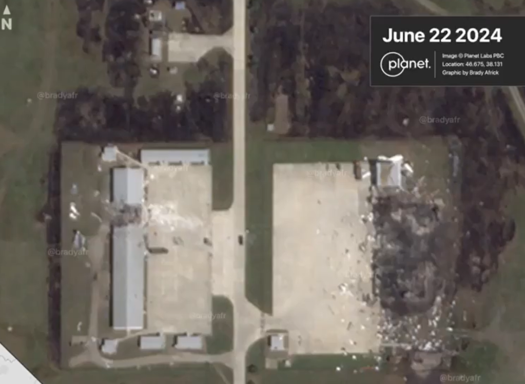 Depozite rusesti din Krasnodar care ar fi fost distruse de Kiev / Captura foto Planet Lab via X (Twitter)