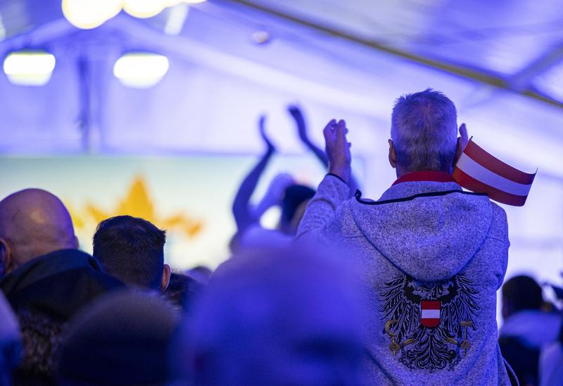 Miting al Partidului Libertăţii (FPOe) din Austria, formațiune pro-Rusia, anti-imigraţie şi de extremă dreapta, Foto: Tobias Steinmaurer / AFP / Profimedia