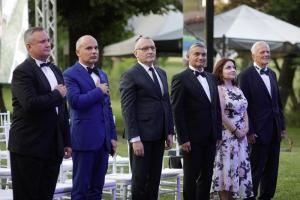 Vlad Oprea, primarul din Sinaia, la o gală a Tineretului PNL, alături de Nicolae Ciucă, Rareș Bogdan, Sorin Cîmpeanu și Theodor Stolojan, Foto: Inquam Photos / George Călin
