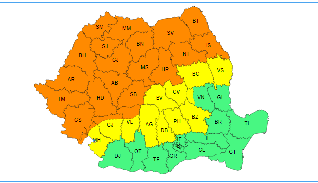 Hartă ANM, Foto: ANM