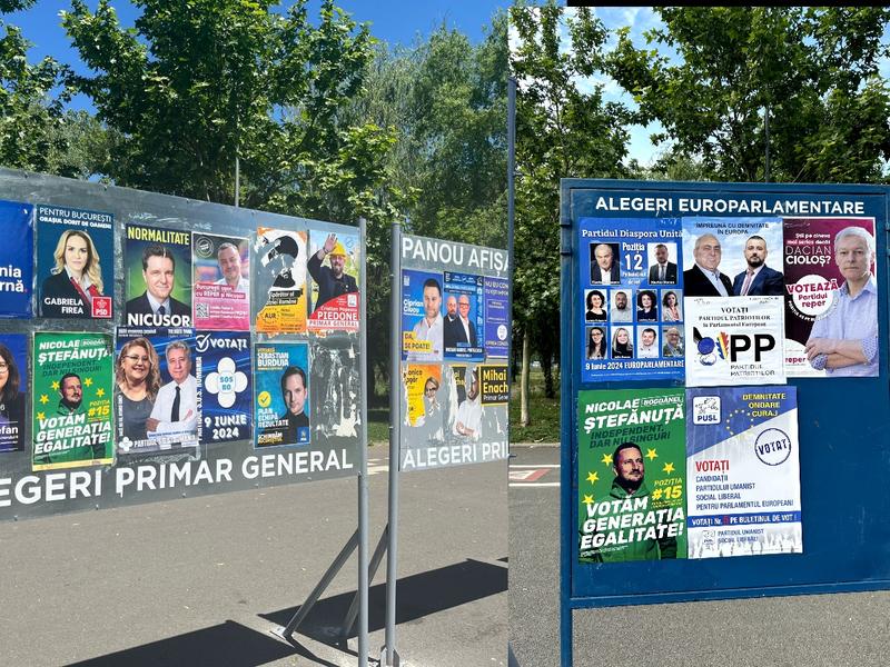 Colaj afișe electorale, iunie 2024 , Foto: David Leonard Bularca / HotNews