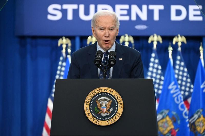 Președintele SUA, Joe Biden, ține un discurs la Madison College din Madison, Wisconsin, pe 8 aprilie 2024, după ce Benjamin Netanyahu a promis invadarea orașului Rafah din Gaza., Foto: AA/ABACA / Abaca Press / Profimedia