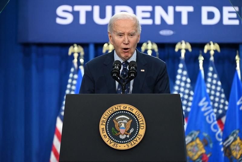Președintele SUA, Joe Biden, ține un discurs la Madison College din Madison, Wisconsin, pe 8 aprilie 2024, după ce Benjamin Netanyahu a promis invadarea orașului Rafah din Gaza., Foto: AA/ABACA / Abaca Press / Profimedia