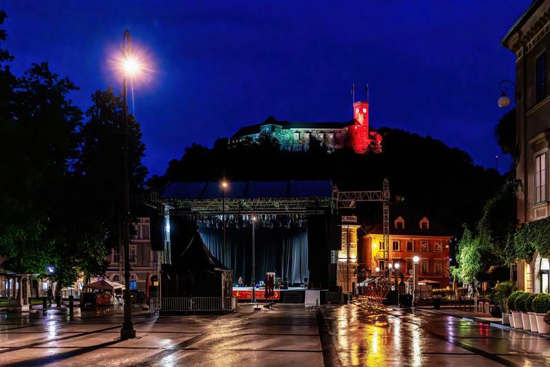 Castelul Ljubljana luminat in culorile Palestinei. Slovenia a recunoscut statul palestinian, Foto: SOPA Images Limited / Alamy / Alamy / Profimedia