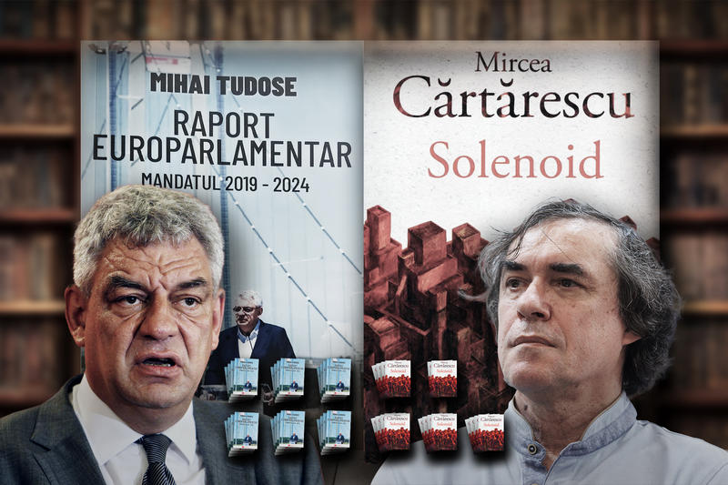 Cărțile publicate de Mihai Tudose și Mircea Cărtărescu, Foto: Grafică: Ion Mateș / Hotnews