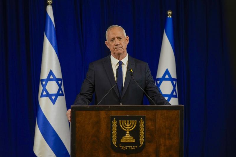 Benny Gantz, un membru centrist al cabinetului de război israelian, face o declarație la Ramat Gan, Israel, duminică, 9 iunie 2024. , Foto: Ohad Zwigenberg / AP / Profimedia