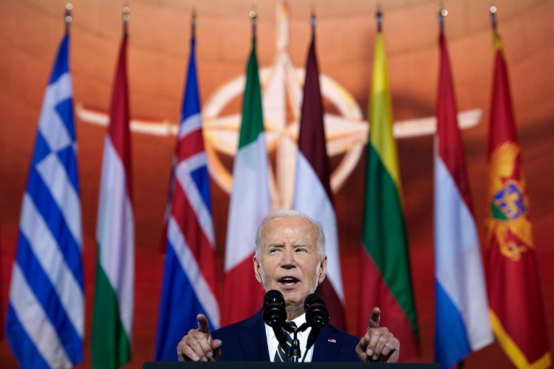 Președintele Joe Biden a rostit o alocuțiune la summitul NATO de la Washington. Foto: Yuri Gripas / Pool via CNP / SplashNews.com / Splash / Profimedia