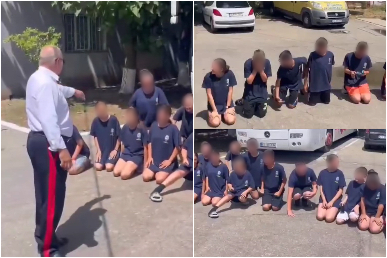 VIDEO Humiliated kids in Calărași: kneeling on the asphalt to ask the instructor for forgiveness.  “If it occurs once more, I will maintain you for hours.”  – HotNews.ro