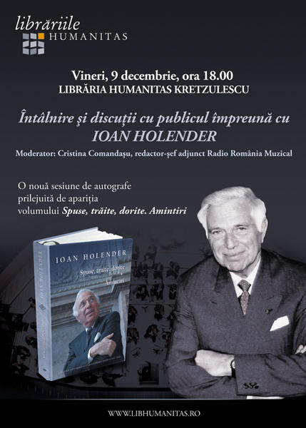 Ioan Holender discuta cu publicul la Libraria Kretulescu, Foto: Editura Humanitas