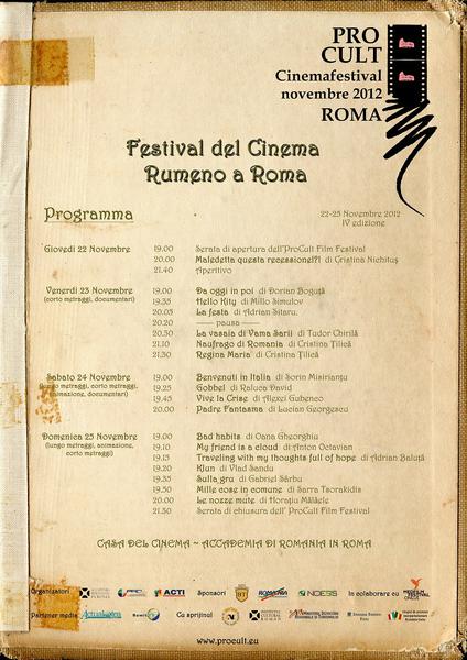 Program ProCult Film Festival, Foto: Accademia di Romania din Roma