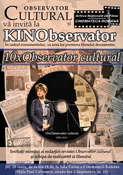 '10 x Observator cultural' la KINObservator 10, Foto: Cinemateca Romana