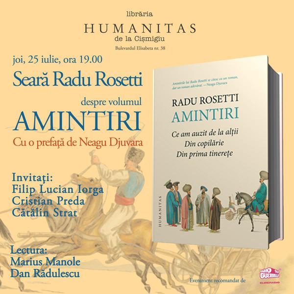 'Amintiri - Ce am auzit de la altii. Din copilarie. Din prima tinerete' de Radu Rosetti, Foto: Humanitas