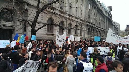 Protestele studentilor la Universitate, Foto: Hotnews