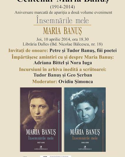 Maria Banus: Insemnarile mele, Foto: Cartea Romaneasca