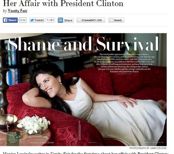 Monica Lewinsky, interviu in Vanity Fair, Foto: vanityfair.com