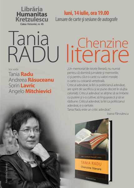 Tania Radu: Chenzine literare, Foto: Librariile Humanitas