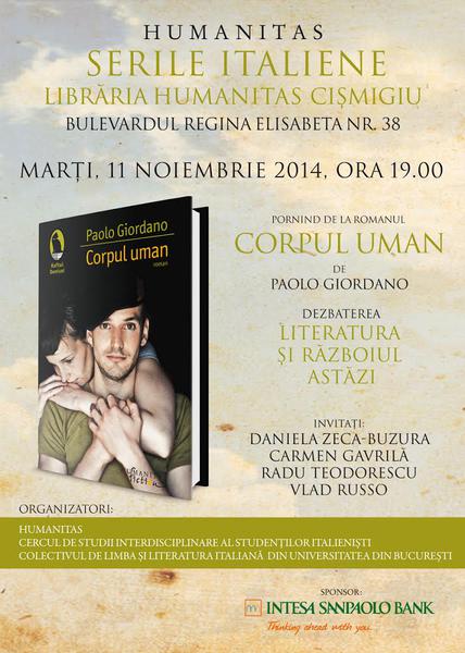 Seara italiana: Corpul uman de Paolo Giordano, Foto: Librariile Humanitas