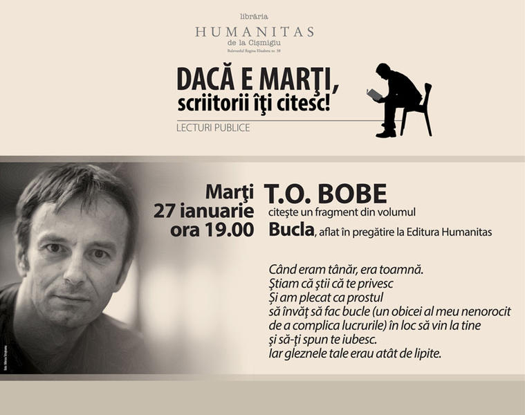 Lectura cu T.O. Bobe, Foto: Librariile Humanitas