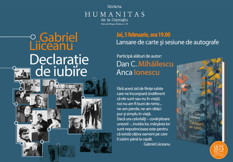 "Declaratie de iubire" de Gabriel Liiceanu, Foto: Humanitas
