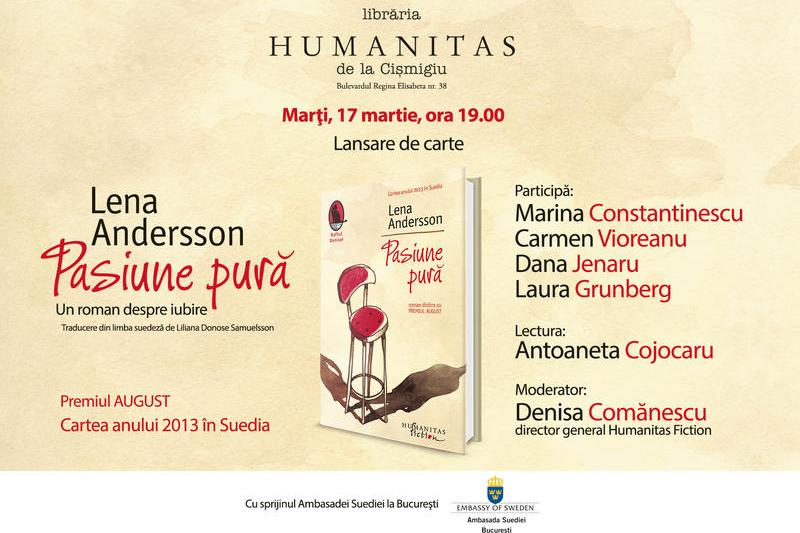 "Pasiune pura" de Lena Andersson, Foto: Librariile Humanitas