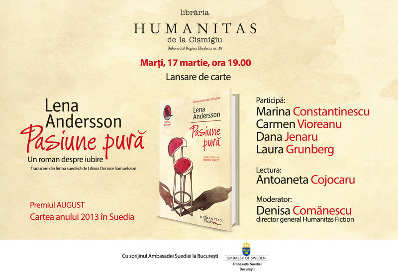 "Pasiune pura" de Lena Andersson, Foto: Librariile Humanitas