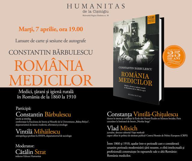 Lansare volum "Romania medicilor", de Constantin Barbulesc, Foto: Librariile Humanitas